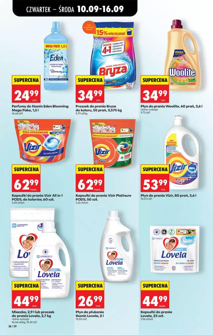 Gazetka promocyjna Biedronka - Od Czwartku - ważna 10.09 do 16.09.2026 - strona 86 - produkty: Bryza, HP, Kapsułki do prania, Lovela, Mleczko, Mleczko do prania, Perfum, Płyn do płukania, Płyn do prania, Proszek do prania, Vizir, Woolite