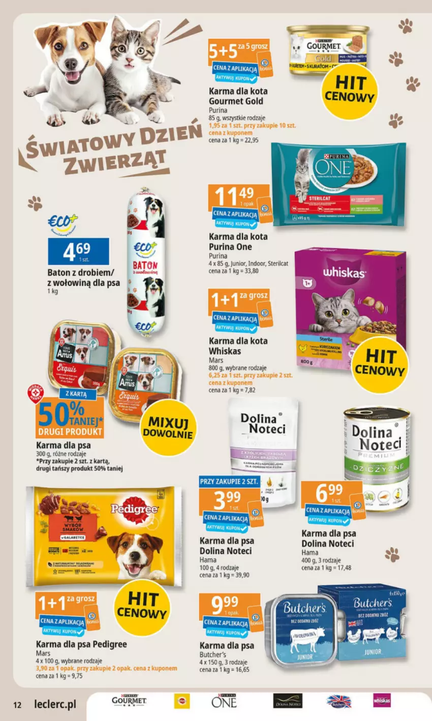 Gazetka promocyjna E Leclerc - ważna 01.10 do 12.10.2024 - strona 4 - produkty: Baton, Butcher's, Gourmet Gold, Hama, Mars, Pedigree, Pur, Purina, Whiskas