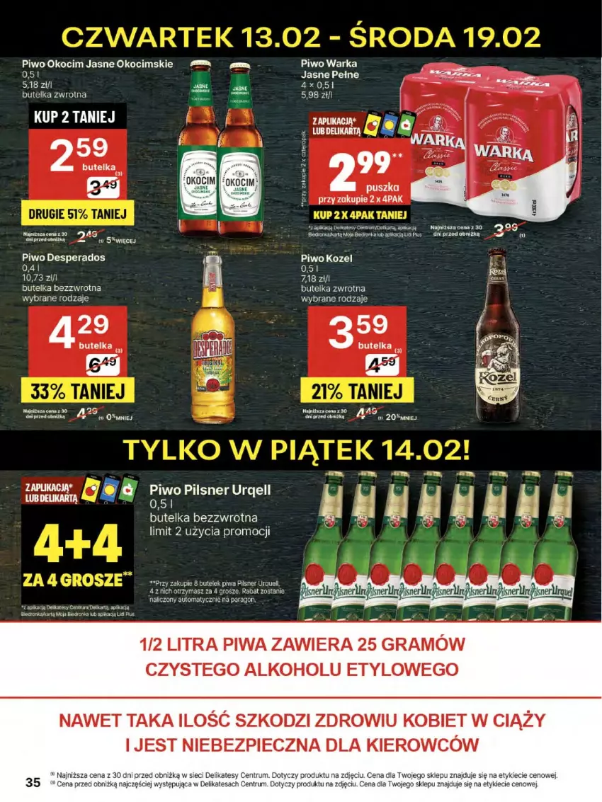 Gazetka promocyjna Delikatesy Centrum - NOWA GAZETKA Delikatesy Centrum od 13 lutego! 13-19.02.2025 - ważna 13.02 do 19.02.2025 - strona 35 - produkty: Desperados, Gra, Koc, Kozel, Okocim, Piec, Pilsner Urquell, Piwa, Piwo, Rum, Ser, Warka