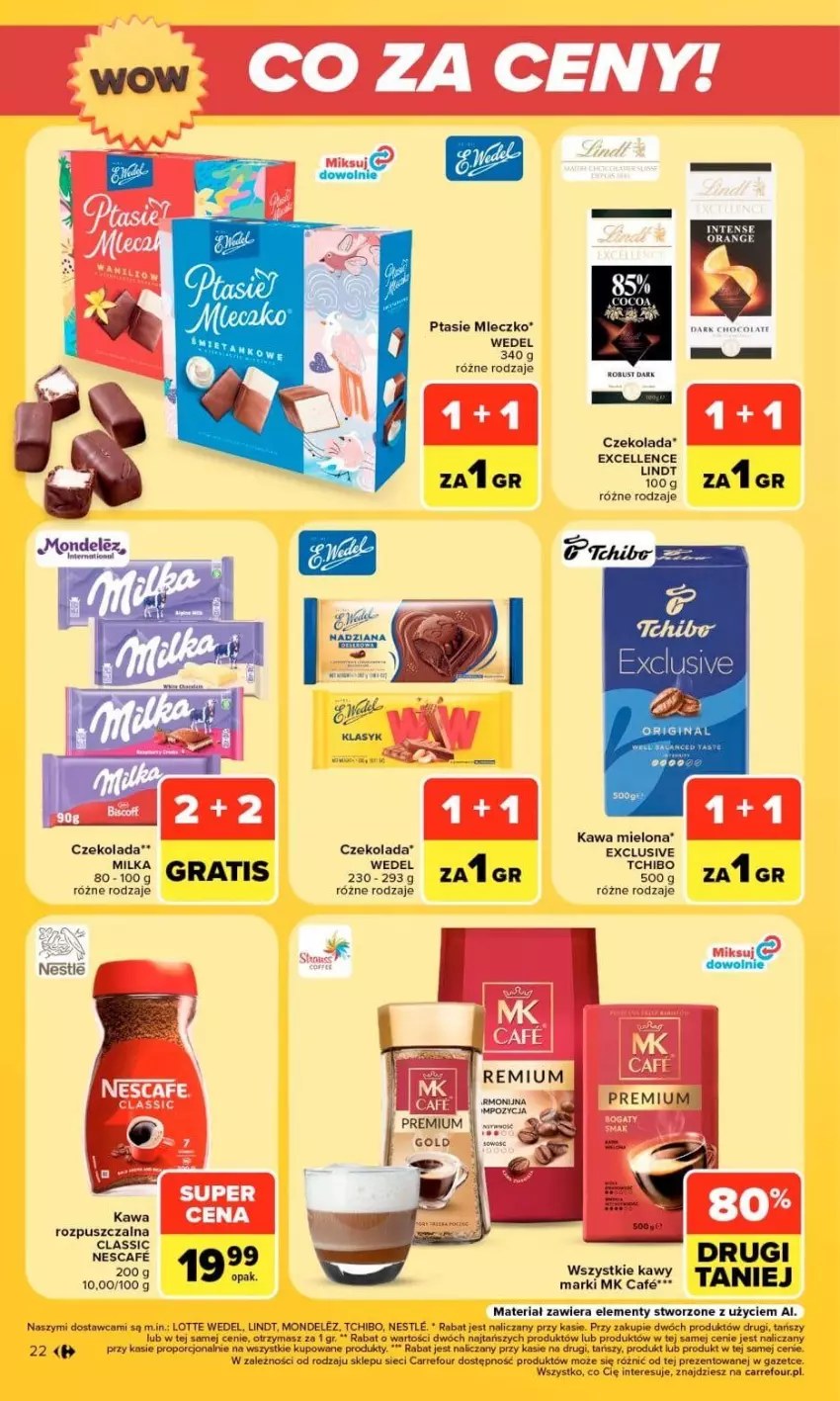 Gazetka promocyjna Carrefour - Gazetka Market w SUMIE otwieramy się dla CIEBIE - ważna 23.09 do 26.09.2026 - strona 22 - produkty: Czekolada, Gin, Gra, Kawa, Kawa mielona, Lindt, Milka, Mleczko, Por, Ptasie mleczko, Sok