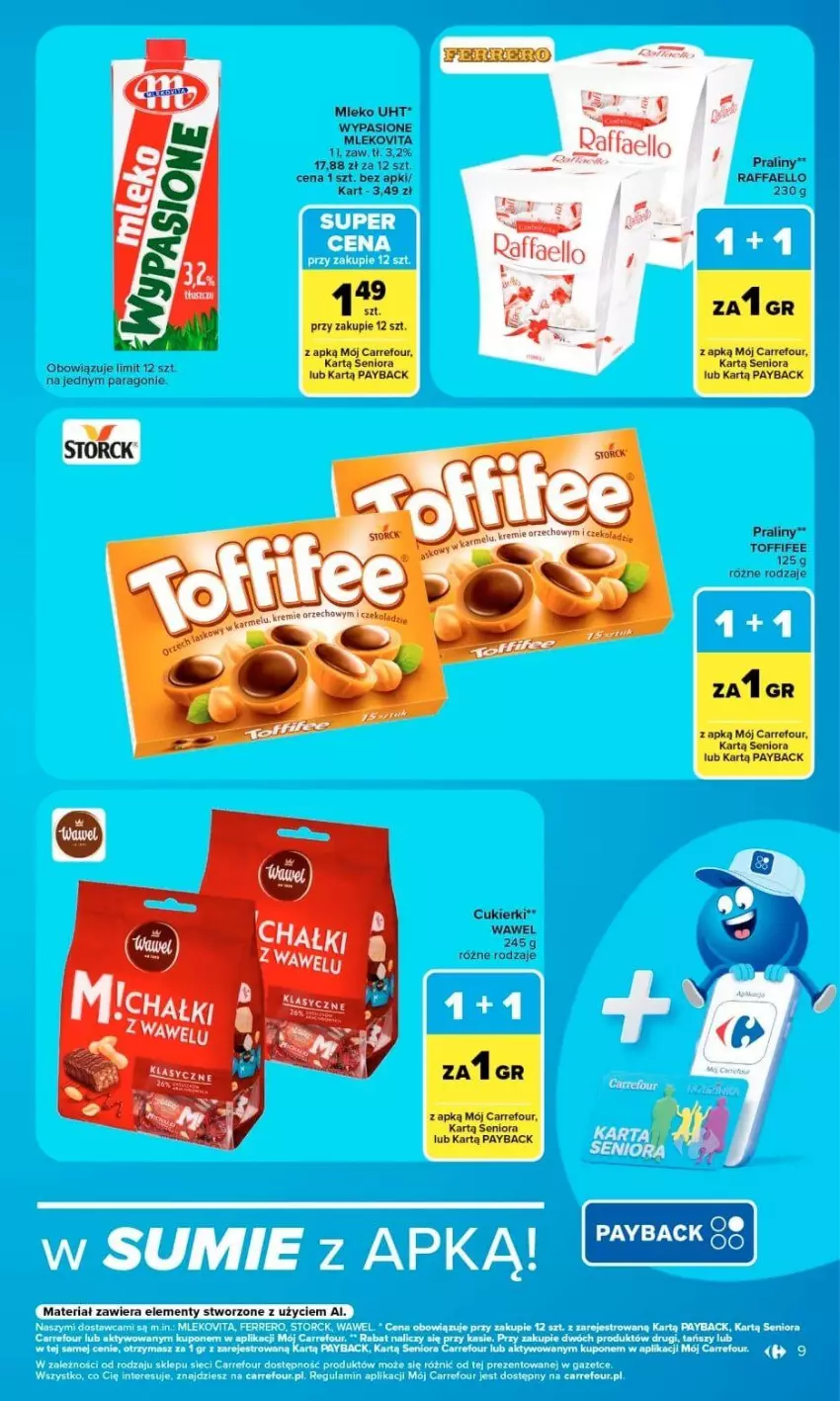 Gazetka promocyjna Carrefour - Gazetka Market w SUMIE otwieramy się dla CIEBIE - ważna 23.09 do 26.09.2026 - strona 9 - produkty: Cukier, Cukierki, Fa, Ferrero, Mleko, Mlekovita, Praliny, Raffaello, Toffifee, Wawel