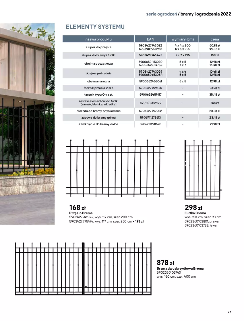 Gazetka promocyjna Castorama - Przewodnik Bramy i ogrodzenia 2022 - ważna 01.03 do 30.09.2022 - strona 27 - produkty: Cynk, Klamka, Rama, Ser, Słupek