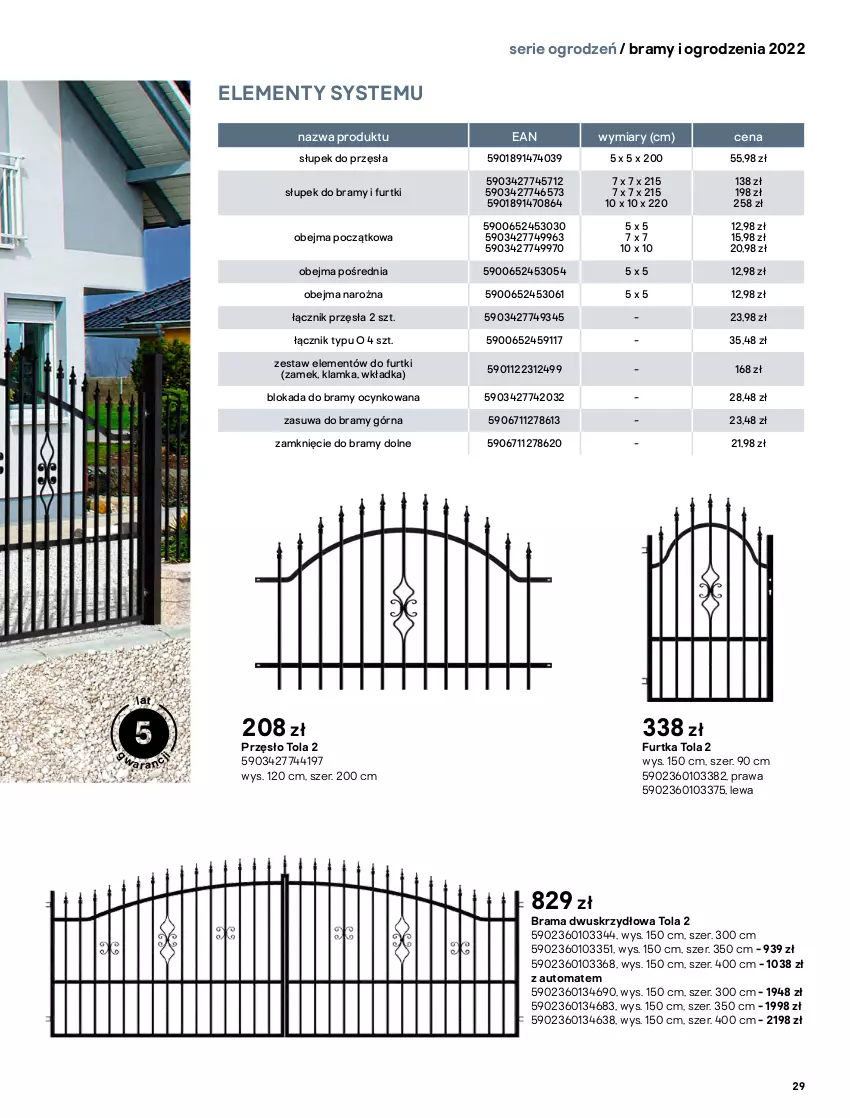 Gazetka promocyjna Castorama - Przewodnik Bramy i ogrodzenia 2022 - ważna 01.03 do 30.09.2022 - strona 29 - produkty: Cynk, Klamka, Rama, Ser, Słupek