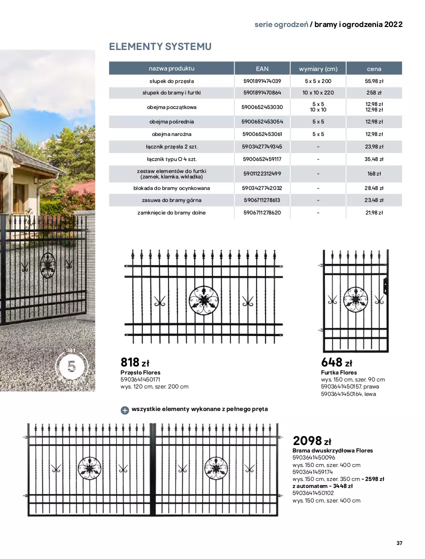 Gazetka promocyjna Castorama - Przewodnik Bramy i ogrodzenia 2022 - ważna 01.03 do 30.09.2022 - strona 37 - produkty: Astor, Cynk, Intel, Klamka, Rama, Ser, Słupek