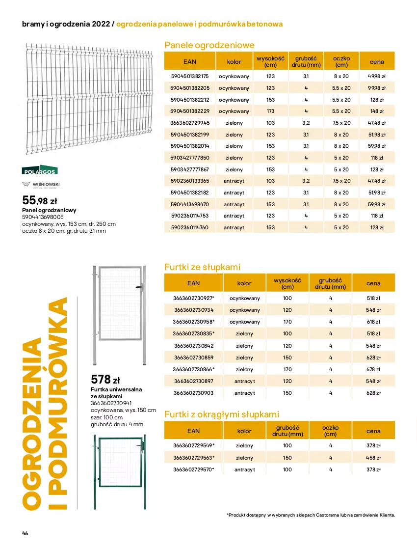 Gazetka promocyjna Castorama - Przewodnik Bramy i ogrodzenia 2022 - ważna 01.03 do 30.09.2022 - strona 46 - produkty: Astor, Cynk, Rama, Sok