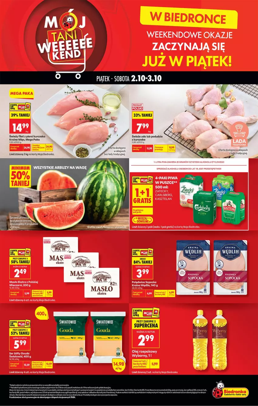 Gazetka promocyjna Biedronka - Tani Weekend - ważna 02.10 do 03.10.2026 - strona 1 - produkty: Fa, Filet z piersi kurczaka, Gouda, Kurczak, LG, Masło, Podudzie z kurczaka
