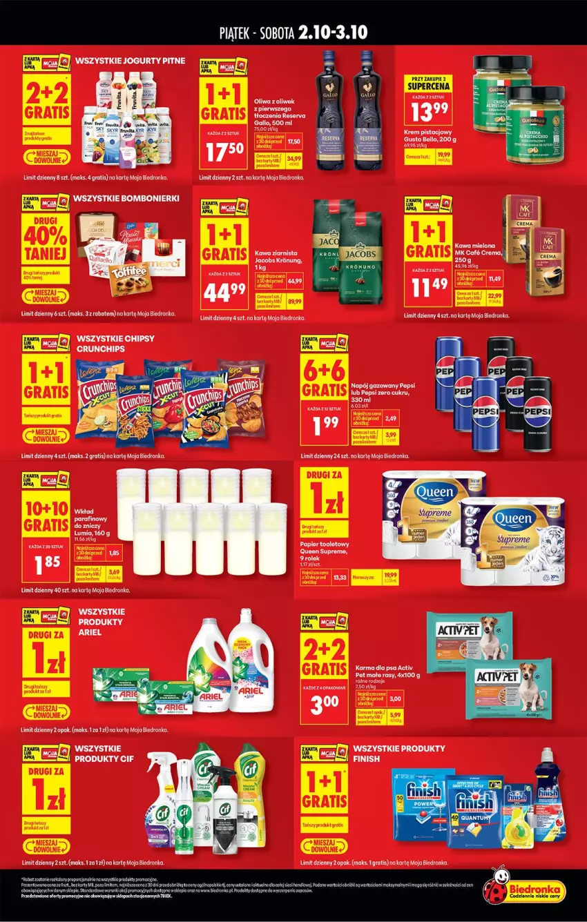 Gazetka promocyjna Biedronka - Tani Weekend - ważna 02.10 do 03.10.2026 - strona 2 - produkty: Fa, Gra, Jacobs, Jogurt, Kawa, Kawa mielona, Kawa ziarnista, Krem pistacjowy, Napój, Napój gazowany, Papier, Papier toaletowy, Pepsi