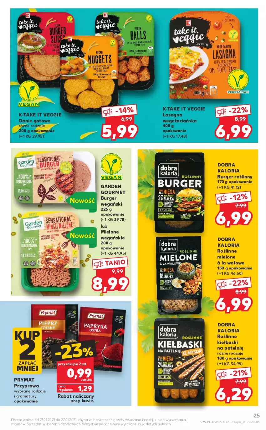 Gazetka promocyjna Kaufland - Promocje tygodnia - ważna 21.01 do 27.01.2021 - strona 25 - produkty: Burger, Danie gotowe, Gra, Prymat, Rama, Roślinne kiełbaski