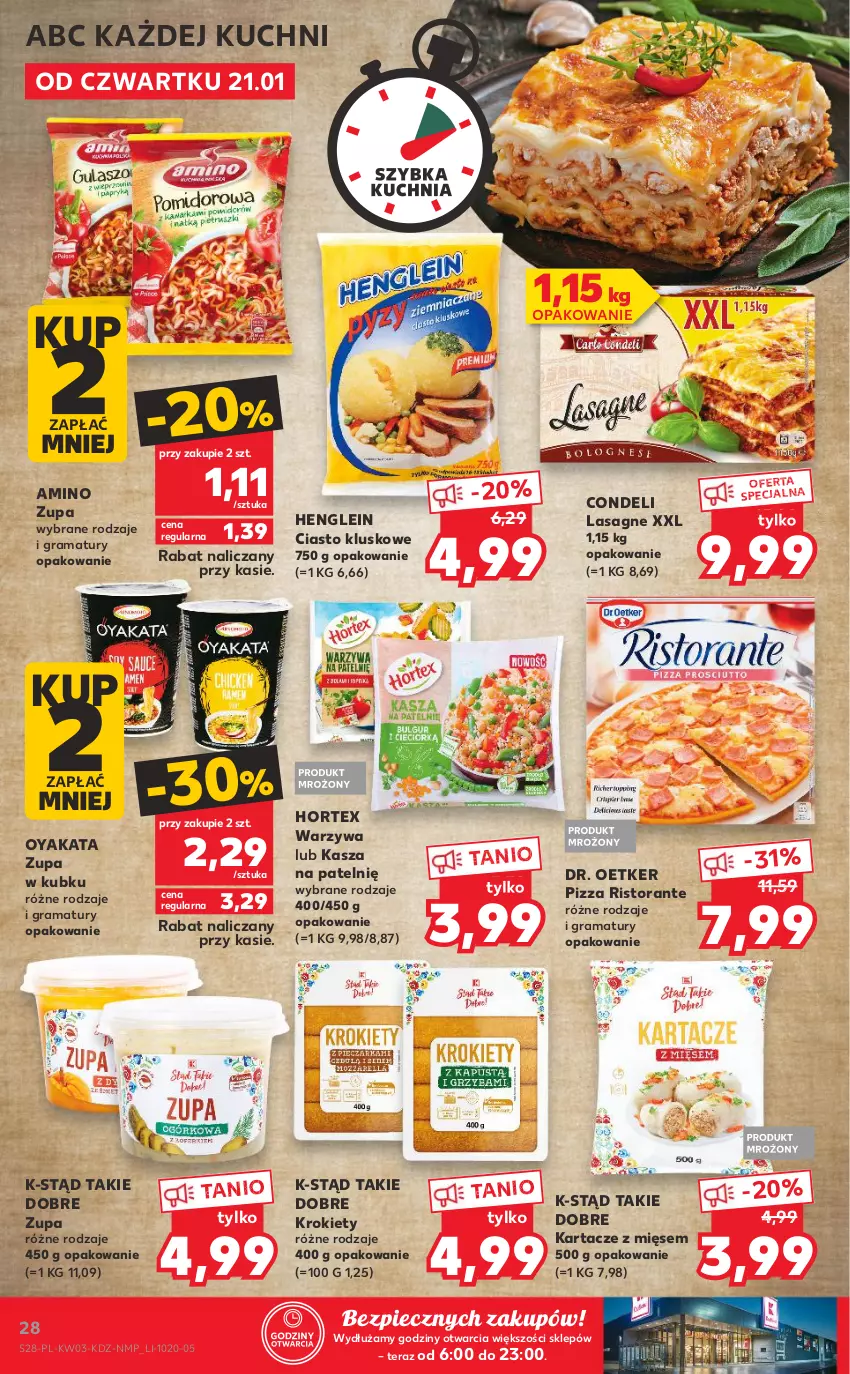 Gazetka promocyjna Kaufland - Promocje tygodnia - ważna 21.01 do 27.01.2021 - strona 28 - produkty: Dr. Oetker, Gra, Hortex, Kasza, Krokiety, Lasagne, Piec, Pizza, Rama, Tera, Warzywa, Zupa