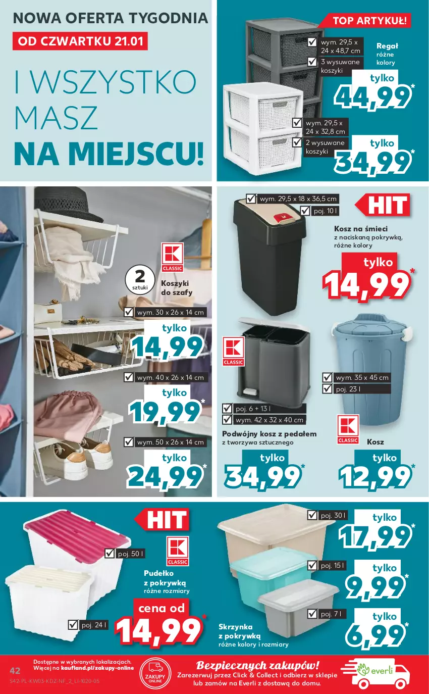 Gazetka promocyjna Kaufland - Promocje tygodnia - ważna 21.01 do 27.01.2021 - strona 42 - produkty: Kosz, Piec, Pudełko, Regał, Top