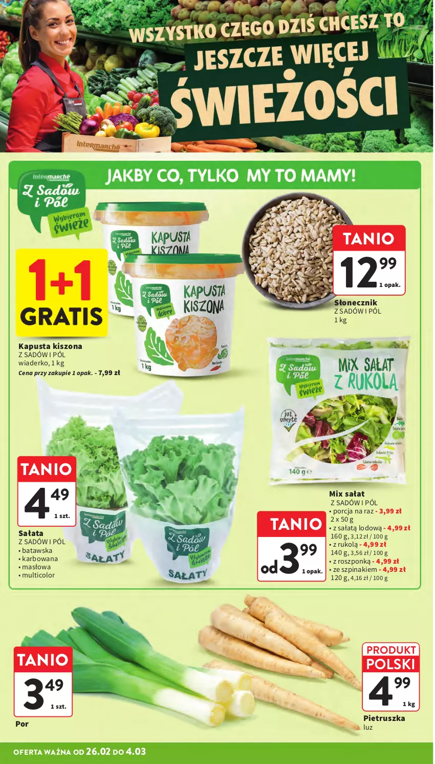 Gazetka promocyjna Intermarche - Gazetka promocyjna - ważna 26.02 do 04.03.2026 - strona 12 - produkty: Gra, Masło, Pietruszka, Por, Sałat, Szpinak
