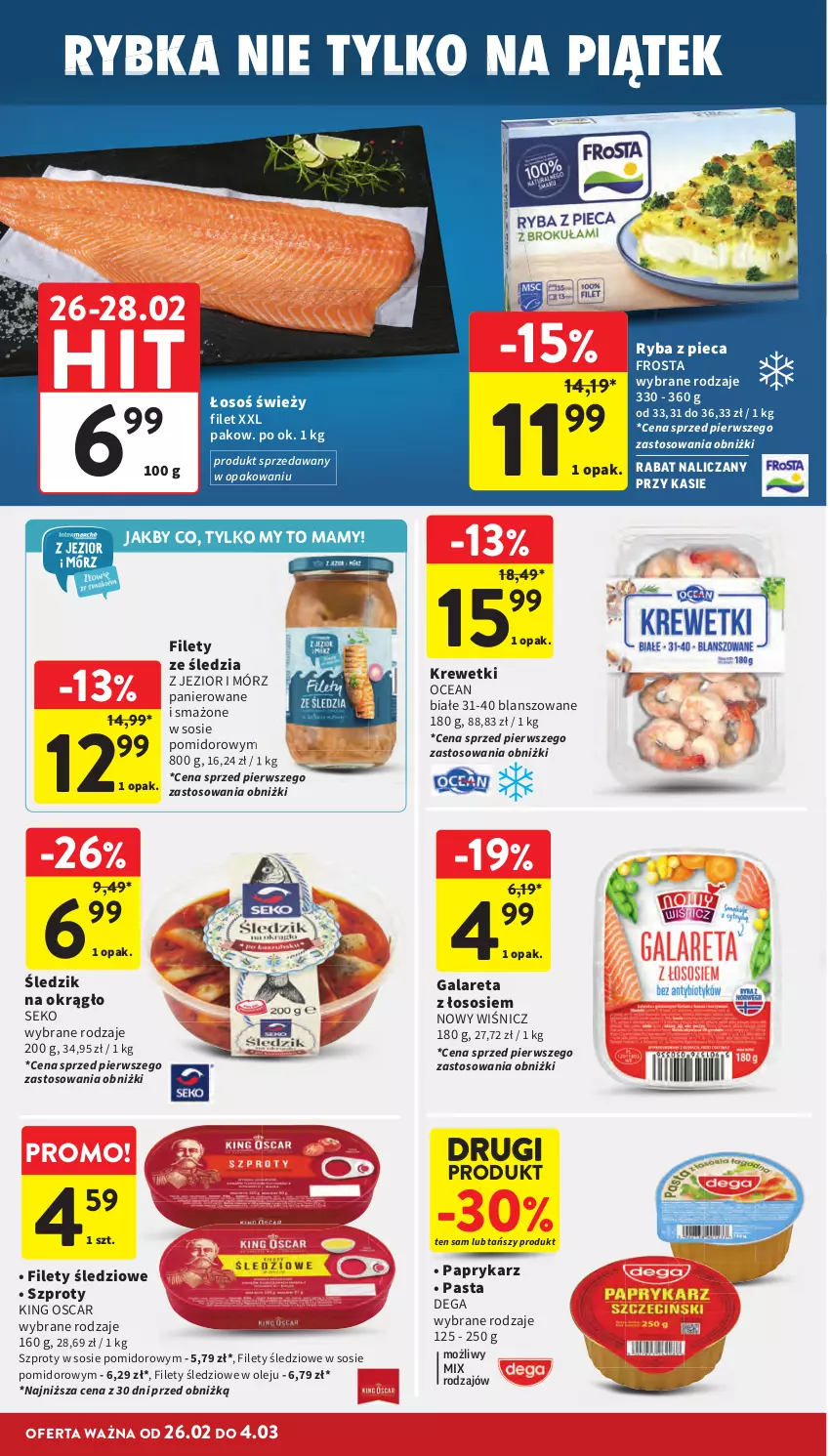 Gazetka promocyjna Intermarche - Gazetka promocyjna - ważna 26.02 do 04.03.2026 - strona 18 - produkty: Dega, Frosta, Gala, Krewetki, Olej, Papryka, Paprykarz, Piec, Ryba, SEKO, Sos, Szprot