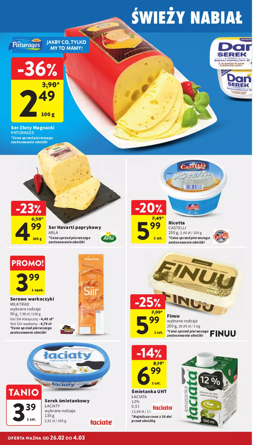 Gazetka promocyjna Intermarche - Gazetka promocyjna - ważna 26.02 do 04.03.2026 - strona 22 - produkty: Finuu, Havarti, Koc, Ricotta, Ser, Serek
