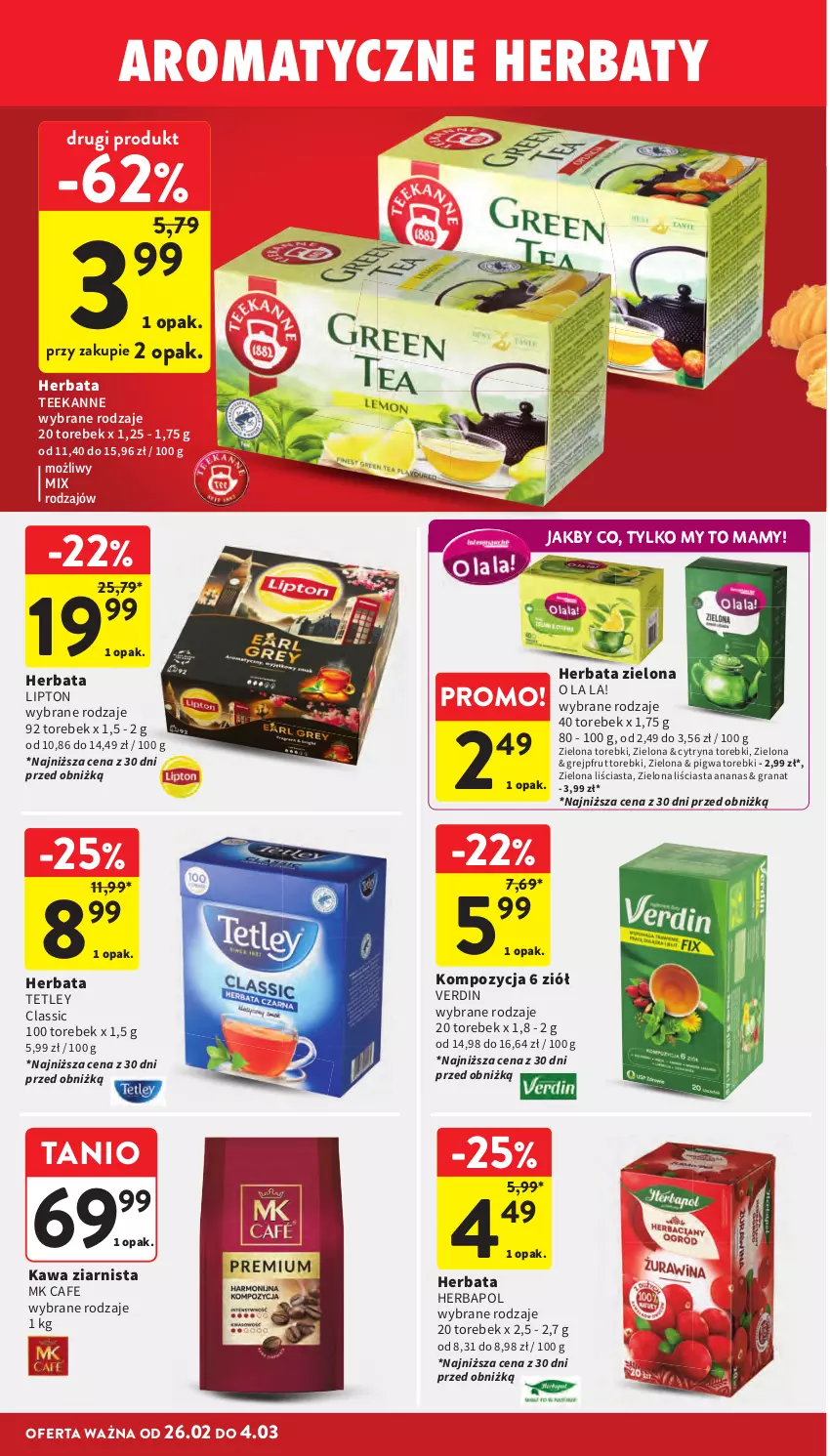 Gazetka promocyjna Intermarche - Gazetka promocyjna - ważna 26.02 do 04.03.2026 - strona 26 - produkty: Ananas, Gra, Granat, Grejpfrut, Herbapol, Herbata, Kawa, Kawa ziarnista, Lipton, Teekanne, Tetley