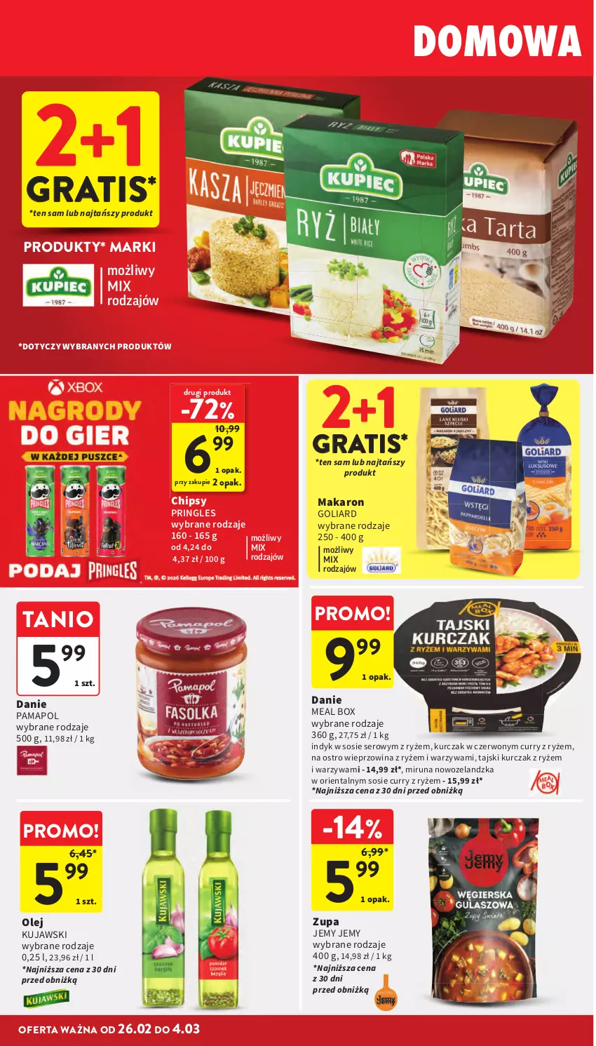 Gazetka promocyjna Intermarche - Gazetka promocyjna - ważna 26.02 do 04.03.2026 - strona 30 - produkty: Chipsy, Goliard, Gra, Kujawski, Kurczak, Makaron, Miruna, Olej, Pringles, Ryż, Ser, Sos, Warzywa, Wieprzowina, Zupa