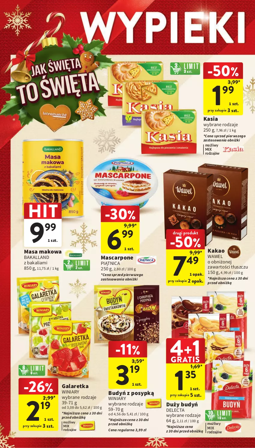 Gazetka promocyjna Intermarche - Gazetka Intermarche - ważna 14.12 do 18.12.2023 - strona 8 - produkty: Bakalland, Budyń, Delecta, Gala, Galaretka, Gra, Kakao, Kasia, Mascarpone, Piątnica, Wawel, Winiary