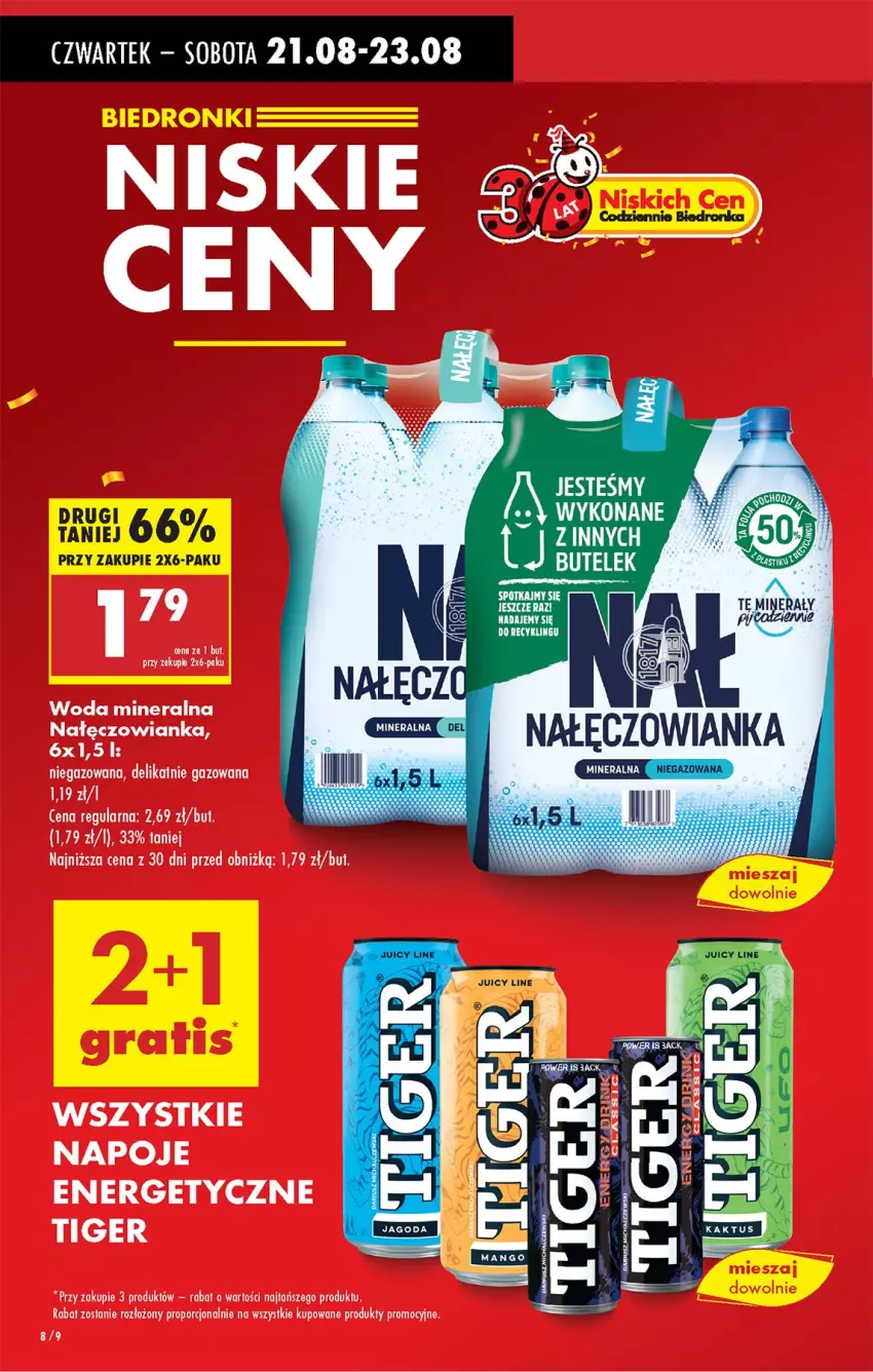 Gazetka promocyjna Biedronka - Od Czwartku - ważna 21.08 do 27.08.2025 - strona 10 - produkty: Nałęczowianka, Napoje, Por, Tiger, Woda, Woda mineralna