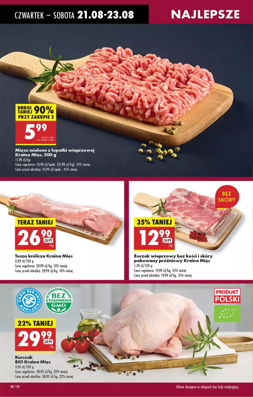 Gazetka promocyjna Biedronka - Od Czwartku - ważna 21.08 do 27.08.2025 - strona 22 - produkty: Boczek, Boczek wieprzowy, Kurczak, Mięso, Mięso mielone, Mięso mielone z łopatki wieprzowej, Tera, Tusz