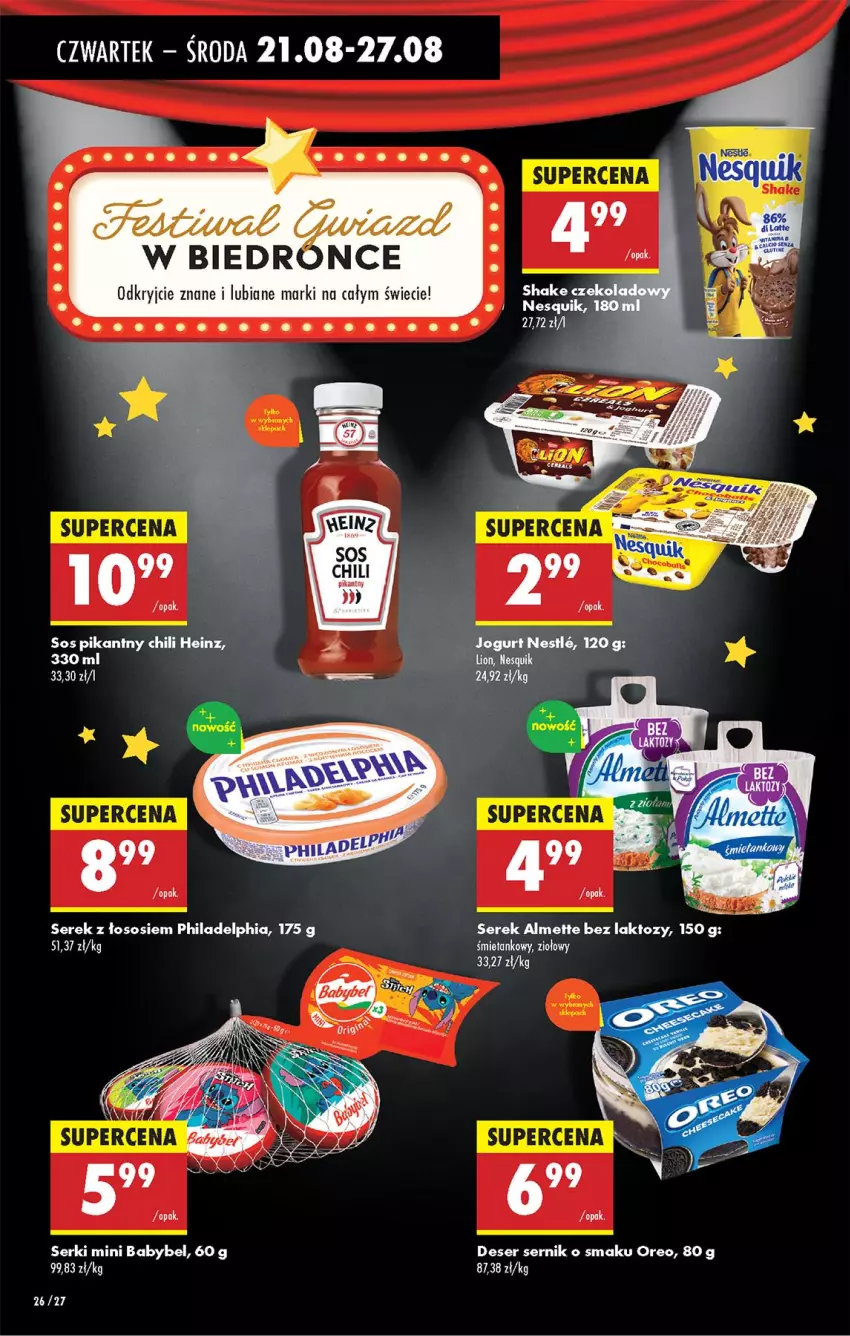 Gazetka promocyjna Biedronka - Od Czwartku - ważna 21.08 do 27.08.2025 - strona 30 - produkty: Almette, Deser, Heinz, Jogurt, Lion, Nesquik, Oreo, Philadelphia, Ser, Serek, Sos