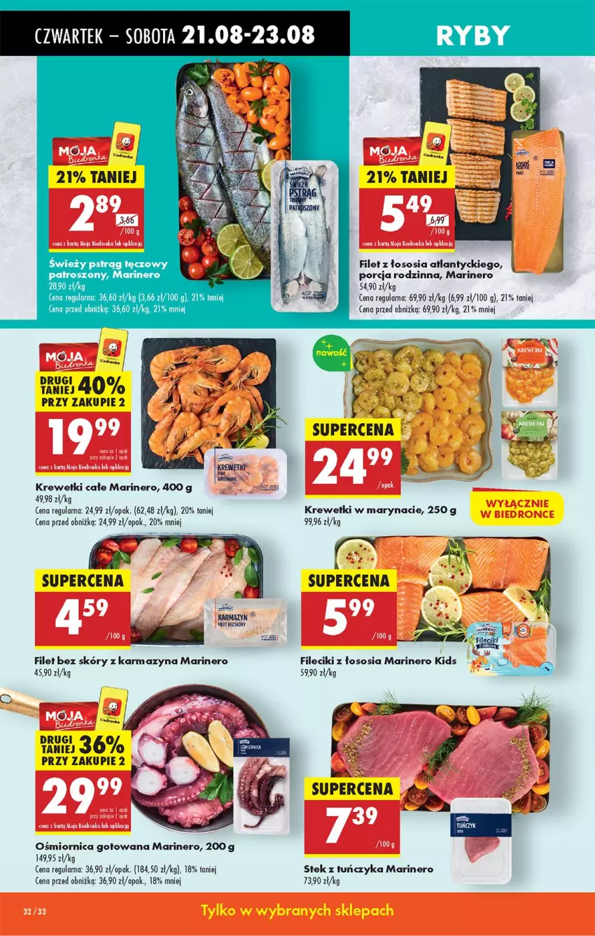Gazetka promocyjna Biedronka - Od Czwartku - ważna 21.08 do 27.08.2025 - strona 36 - produkty: Krewetki, Por, Sos, Stek, Tuńczyk