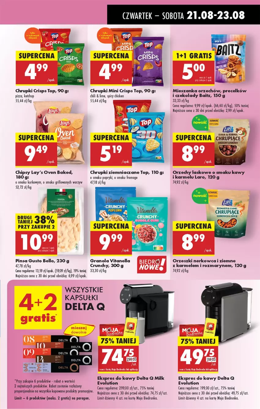 Gazetka promocyjna Biedronka - Od Czwartku - ważna 21.08 do 27.08.2025 - strona 45 - produkty: Bell, Chipsy, Chrupki, Gra, Granola, Grill, Kawa, Ketchup, Orzeszki, Pizza, Por, Top