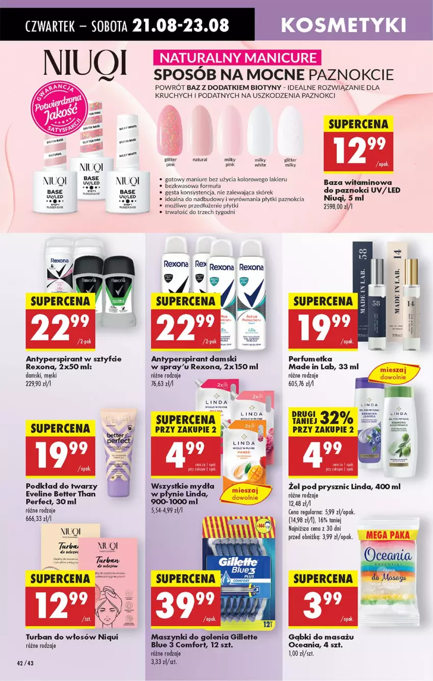 Gazetka promocyjna Biedronka - Od Czwartku - ważna 21.08 do 27.08.2025 - strona 52 - produkty: Antyperspirant, Eveline, Gillette, Lakier, LG, Niuqi, Perfum, Podkład, Podkład do twarzy, Rexona