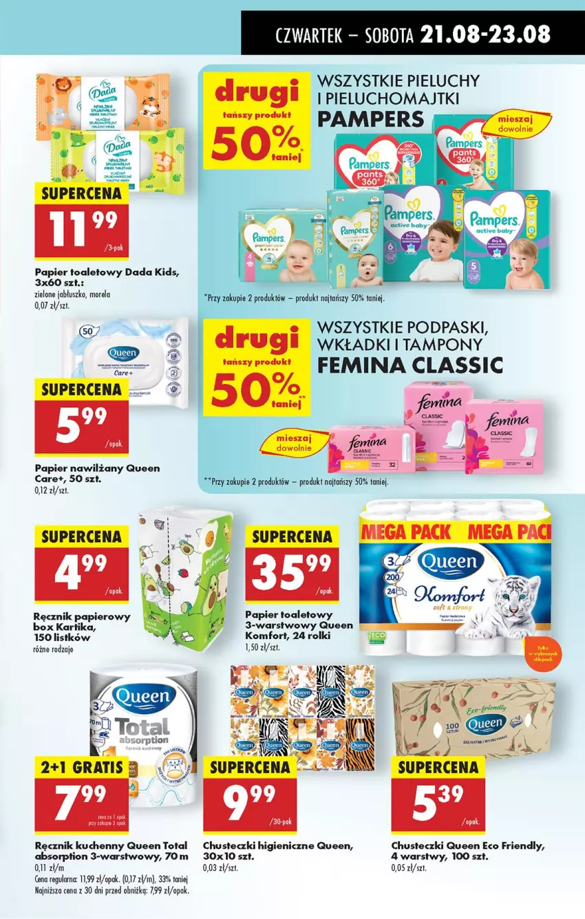 Gazetka promocyjna Biedronka - Od Czwartku - ważna 21.08 do 27.08.2025 - strona 53 - produkty: Chusteczki, Dada, Majtki, Morela, Papier, Papier toaletowy, Pieluchy, Podpaski, Ręcznik, Ręcznik kuchenny, Rolki, Tampony, Wkładki