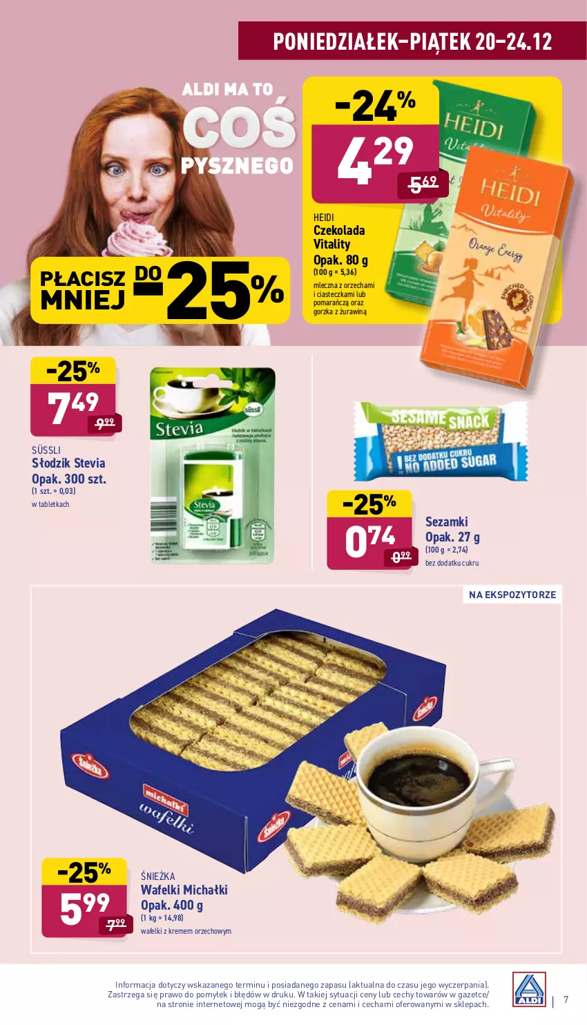 Gazetka promocyjna Aldi - Pełny katalog - ważna 20.12 do 24.12.2021 - strona 7 - produkty: Czekolada, Michałki, Sezam, Tablet