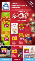 Gazetka promocyjna Aldi - Pełny katalog - Gazetka - ważna od 24.12 do 24.12.2021 - strona 1 - produkty: Mandarynki, Krakus, Sok, Gra, Cukier, Sokołów, Głośnik, Koszula nocna, Kosz, Koszula, Pomarańcze, Tera, Wawel, Szynka, Kapustą, Cukierki, Piżama, Queentex