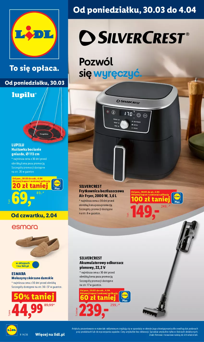 Gazetka promocyjna Lidl - Katalog ważny od 30.03 - ważna 30.03 do 04.04.2026 - strona 1 - produkty: Akumulator, Huśtawka, Mokasyny, Odkurzacz, Silvercrest