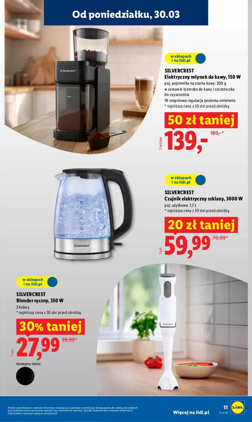 Gazetka promocyjna Lidl - Katalog ważny od 30.03 - ważna 30.03 do 04.04.2026 - strona 13 - produkty: Blender, Blender ręczny, Czajnik, Czajnik elektryczny, Młynek, Młynek do kawy, Pojemnik, Silvercrest, Szczoteczka, Top