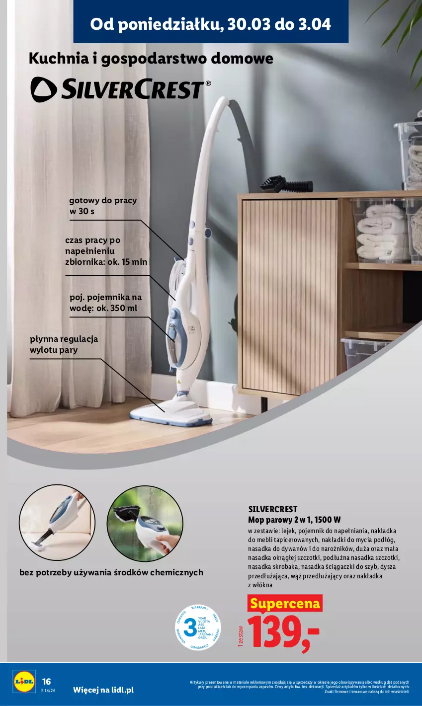 Gazetka promocyjna Lidl - Katalog ważny od 30.03 - ważna 30.03 do 04.04.2026 - strona 18 - produkty: Dywan, Kuchnia, Mop, Mop parowy, Narożnik, Pojemnik, Silvercrest
