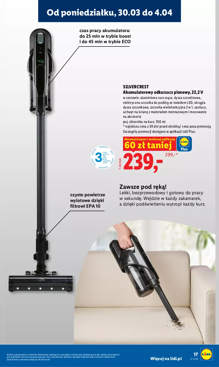 Gazetka promocyjna Lidl - Katalog ważny od 30.03 - ważna 30.03 do 04.04.2026 - strona 19 - produkty: Akumulator, Odkurzacz, Rura, Silvercrest, Szczotka
