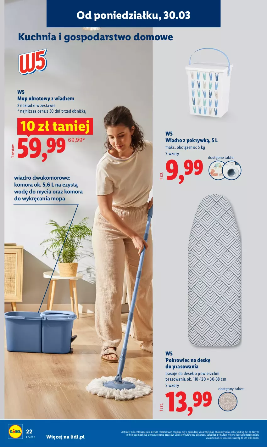 Gazetka promocyjna Lidl - Katalog ważny od 30.03 - ważna 30.03 do 04.04.2026 - strona 24 - produkty: Kuchnia, Mop, Pokrowiec, Pokrowiec na deskę, Wiadro