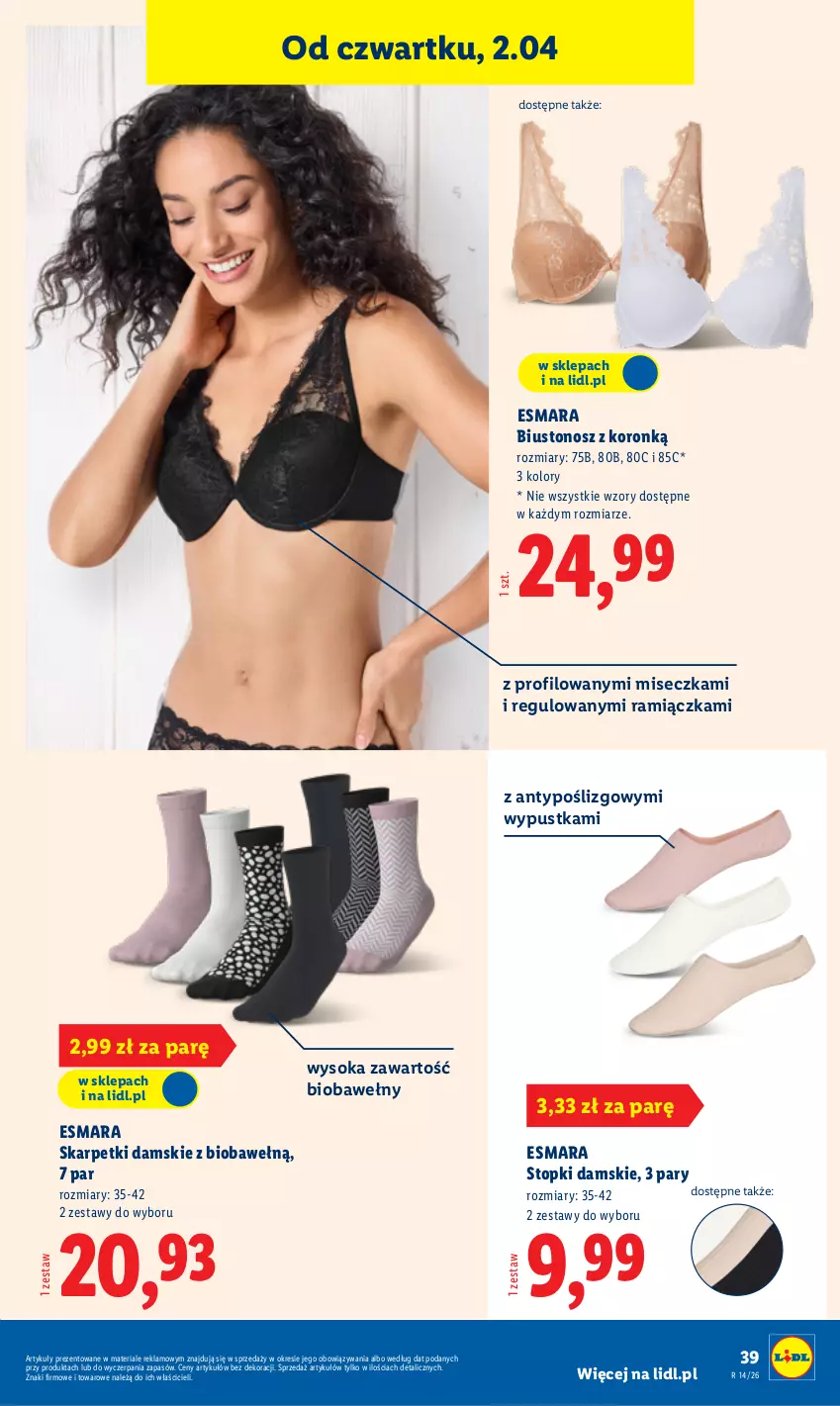 Gazetka promocyjna Lidl - Katalog ważny od 30.03 - ważna 30.03 do 04.04.2026 - strona 43 - produkty: Biustonosz, Karp, Miseczka, Skarpetki, Sok, Top