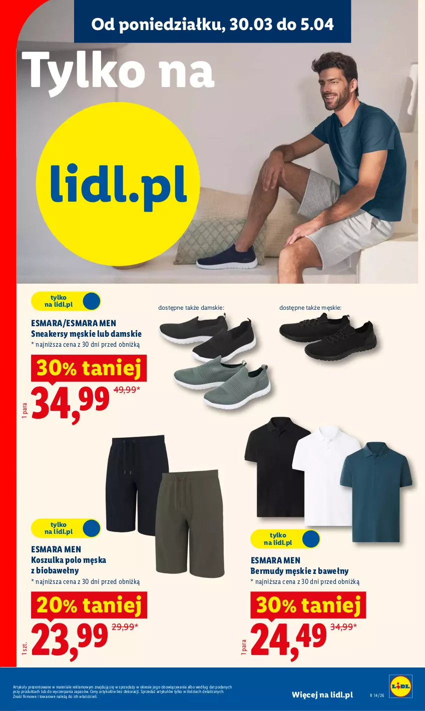Gazetka promocyjna Lidl - Katalog ważny od 30.03 - ważna 30.03 do 04.04.2026 - strona 45 - produkty: Bermudy, Kosz, Koszulka, Sneakersy