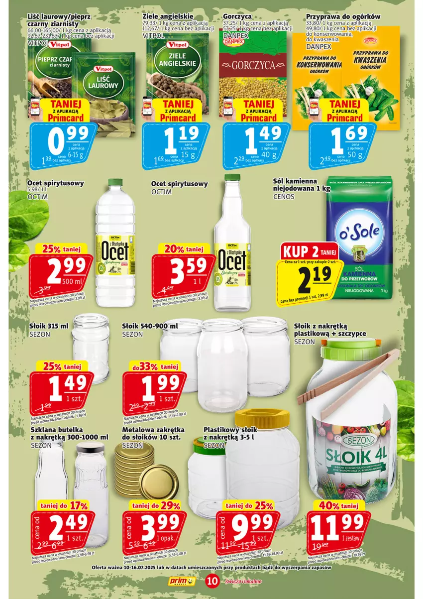 Gazetka promocyjna Prim Market - ważna 10.07 do 16.07.2025 - strona 10 - produkty: Cenos, LANA, Laur, Ocet, Pieprz, Ser, Sól, Sony, Szczypce, Ziele angielskie