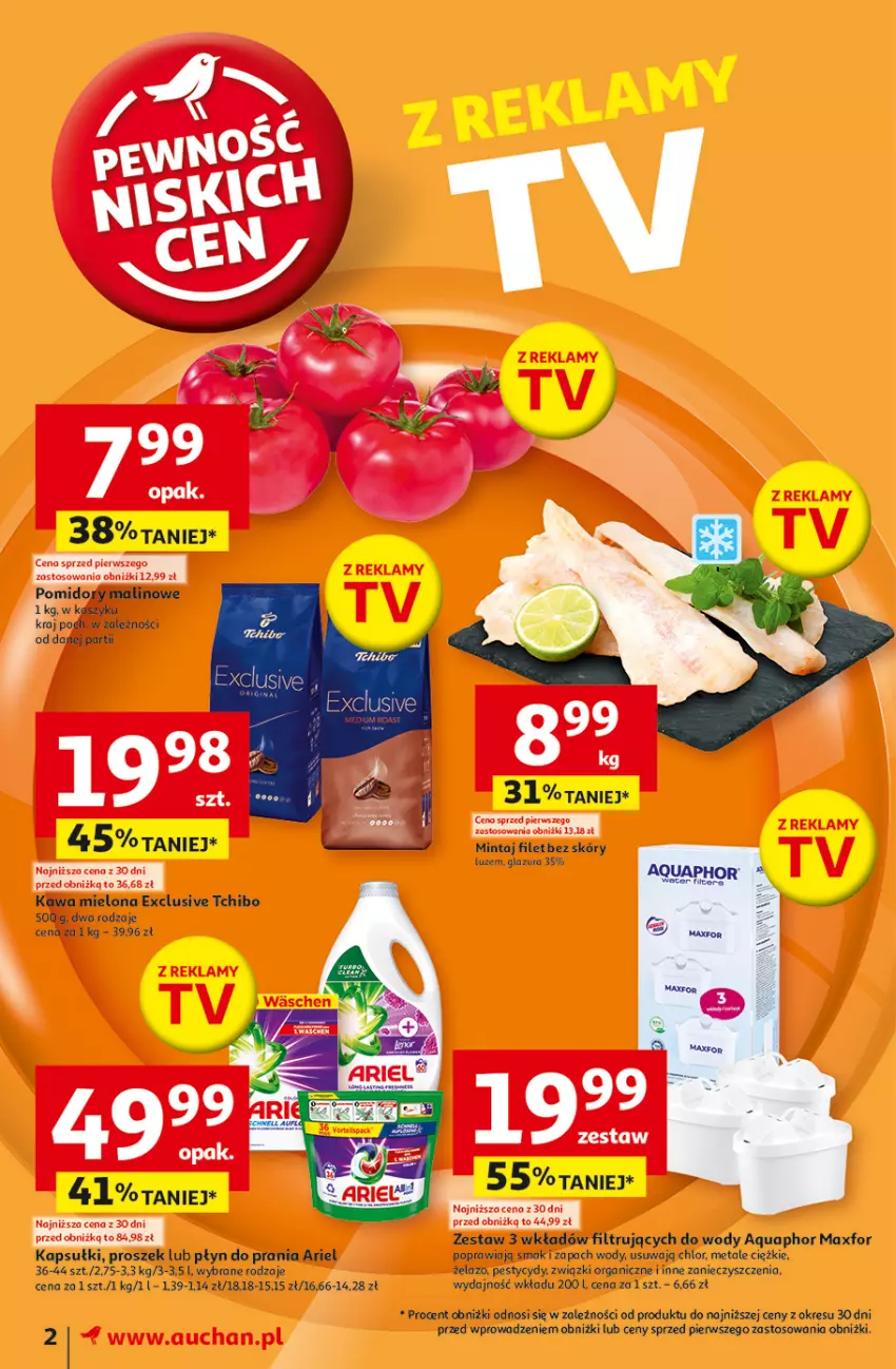 Gazetka promocyjna Auchan - Pewność Niskich Cen Moje - ważna 20.02 do 26.02.2025 - strona 2 - produkty: Aquaphor, Ariel, Glazura, Kawa, Kawa mielona, Lazur, Mintaj, Płyn do prania, Tchibo