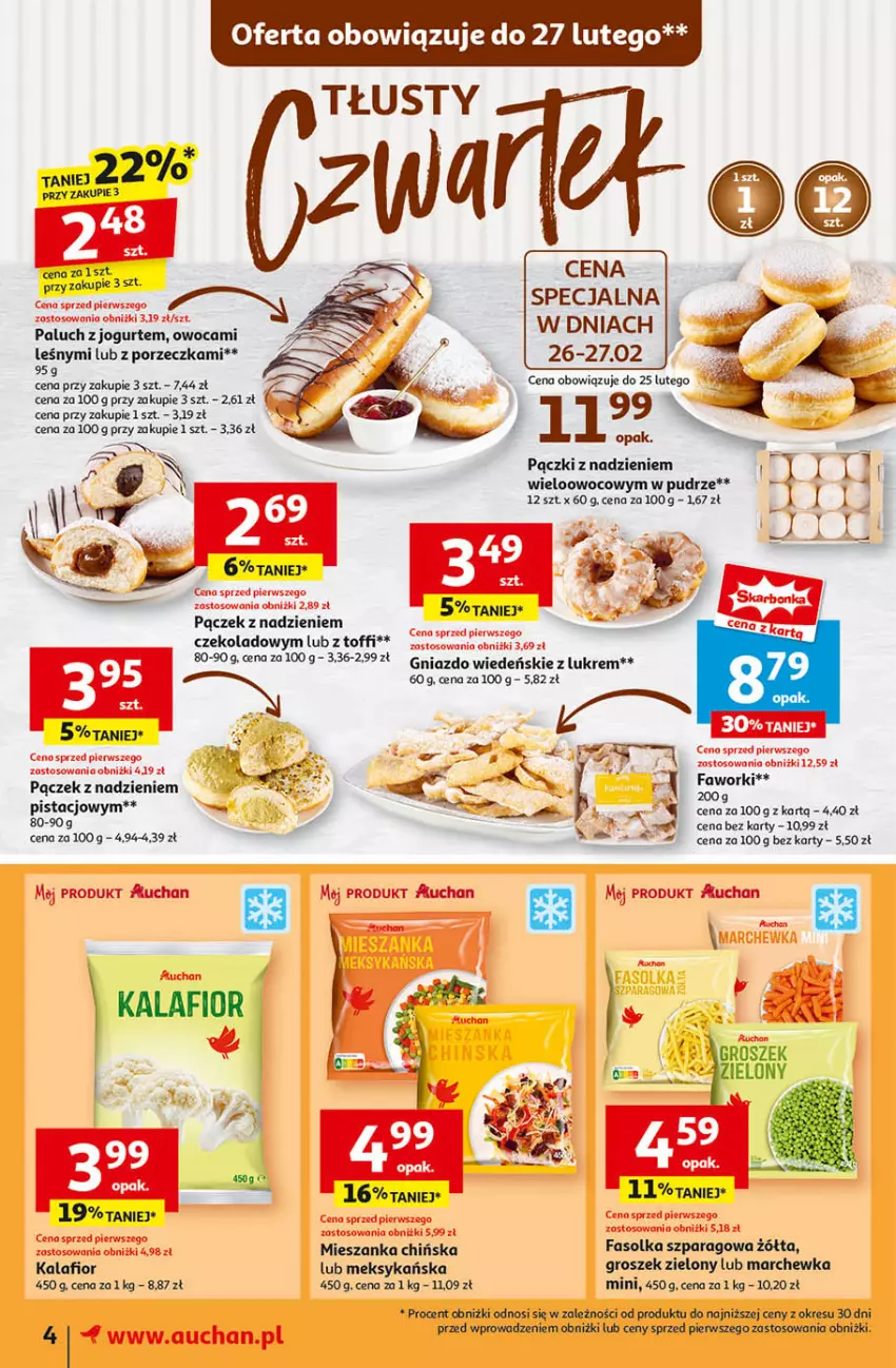 Gazetka promocyjna Auchan - Pewność Niskich Cen Moje - ważna 20.02 do 26.02.2025 - strona 6 - produkty: Fa, Faworki, Groszek, Jogurt, Kalafior, Marchewka, Pączek, Por