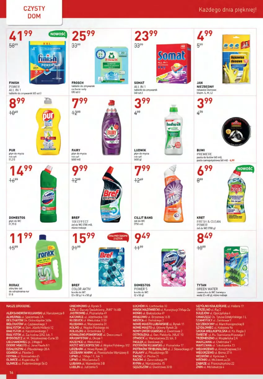 Gazetka promocyjna Drogerie Jawa - ważna 03.11 do 02.12.2022 - strona 16 - produkty: Bref, Cillit Bang, Do mycia naczyń, Domestos, Fa, Fairy, Finish, Jan Niezbędny, Kosz, Kret, Ludwik, Mop, Płyn do mycia, Płyn do mycia naczyń, Premiere, Rękawice, Somat, Tablet, Tytan, Zawieszka do wc