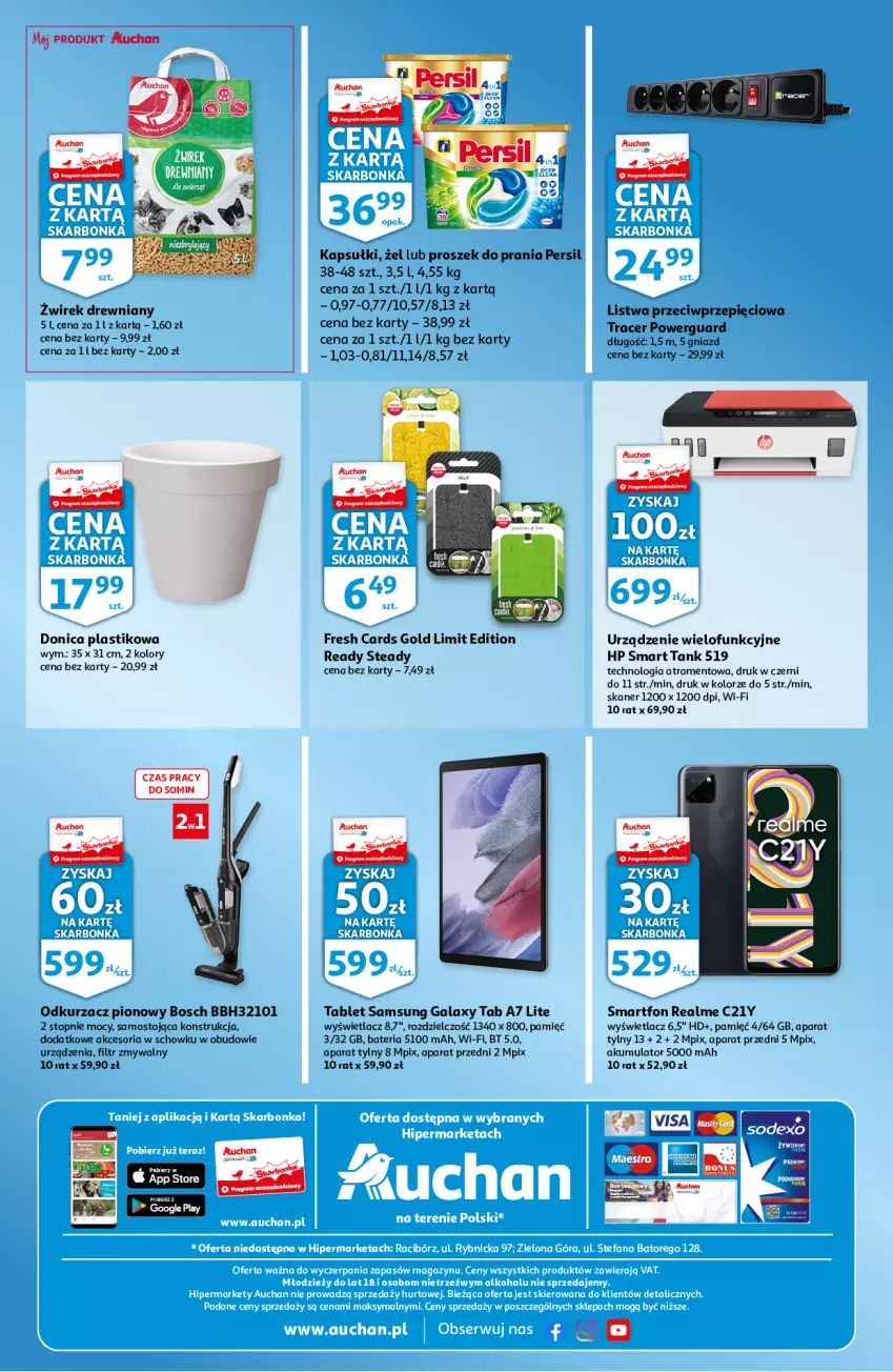 Gazetka promocyjna Auchan - Skarbonka #16 - ważna 19.04 do 27.04.2022 - strona 4 - produkty: Acer, Akumulator, Bateria, Bosch, Gala, HP, Listwa, Odkurzacz, Persil, Proszek do prania, Samsung, Skaner, Smartfon, Tablet, Top, Urządzenie wielofunkcyjne