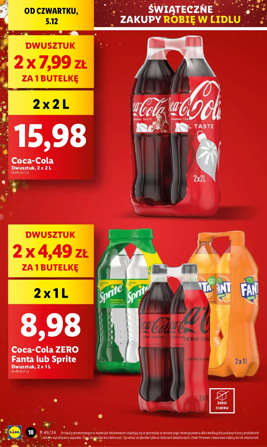 Gazetka promocyjna Lidl - GAZETKA - ważna 05.12 do 07.12.2024 - strona 18 - produkty: Coca-Cola, Fa, Fanta, Sprite