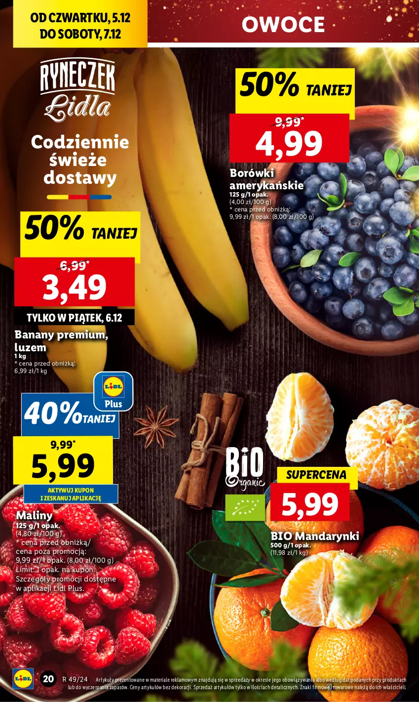 Gazetka promocyjna Lidl - GAZETKA - ważna 05.12 do 07.12.2024 - strona 22 - produkty: Banany, Maliny, Mandarynki, Owoce