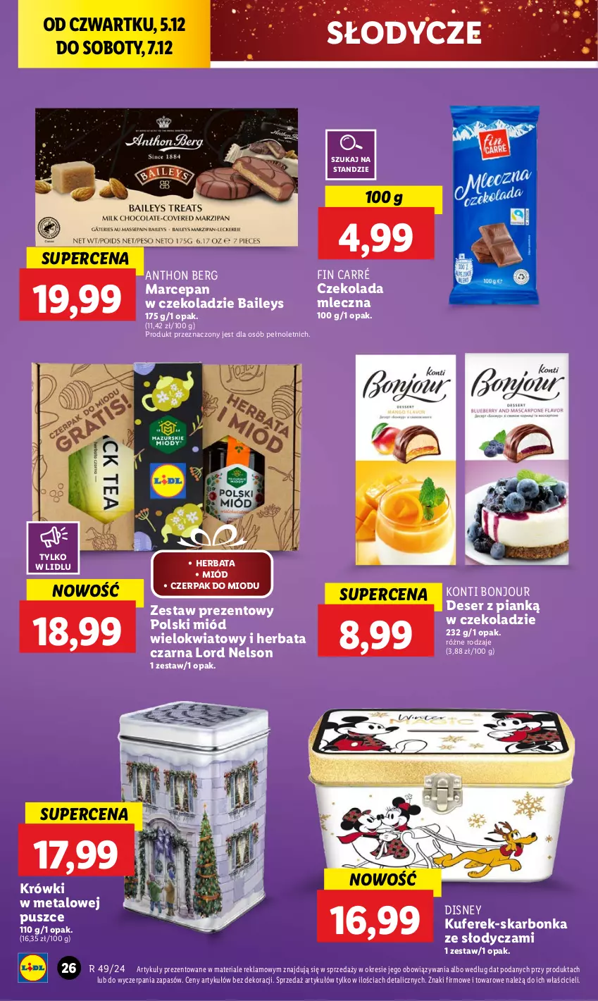 Gazetka promocyjna Lidl - GAZETKA - ważna 05.12 do 07.12.2024 - strona 28 - produkty: Czekolada, Czekolada mleczna, Deser, Disney, Herbata, Herbata czarna, Miód, Ser, Zestaw prezentowy