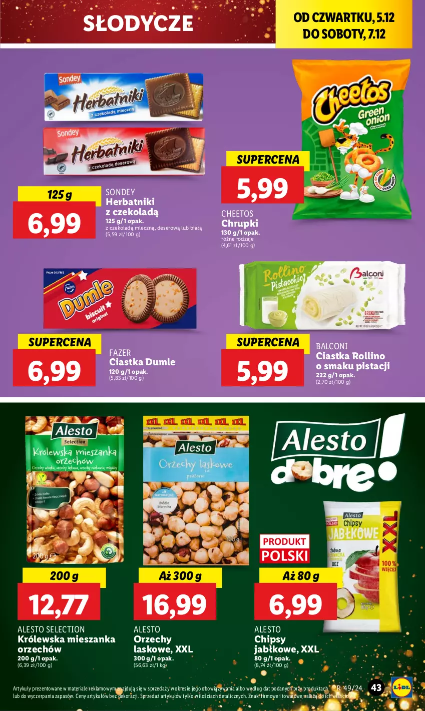 Gazetka promocyjna Lidl - GAZETKA - ważna 05.12 do 07.12.2024 - strona 47 - produkty: Alcon, Cheetos, Chipsy, Chrupki, Ciastka, Deser, Fa, Herbatniki, Ser