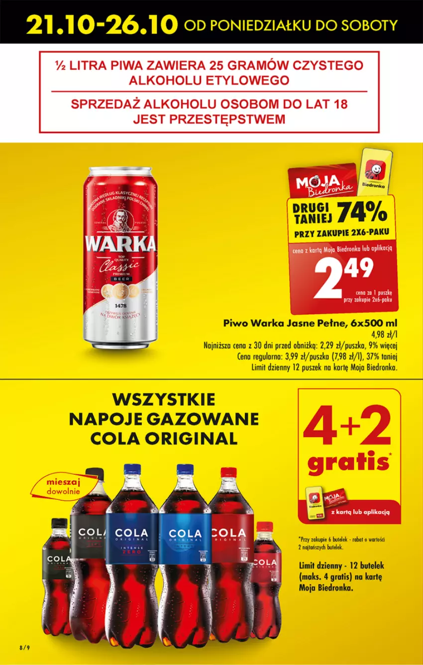 Gazetka promocyjna Biedronka - Od Poniedziałku - ważna 21.10 do 26.10.2024 - strona 10 - produkty: Gin, Gra, Napoje, Piwa, Warka