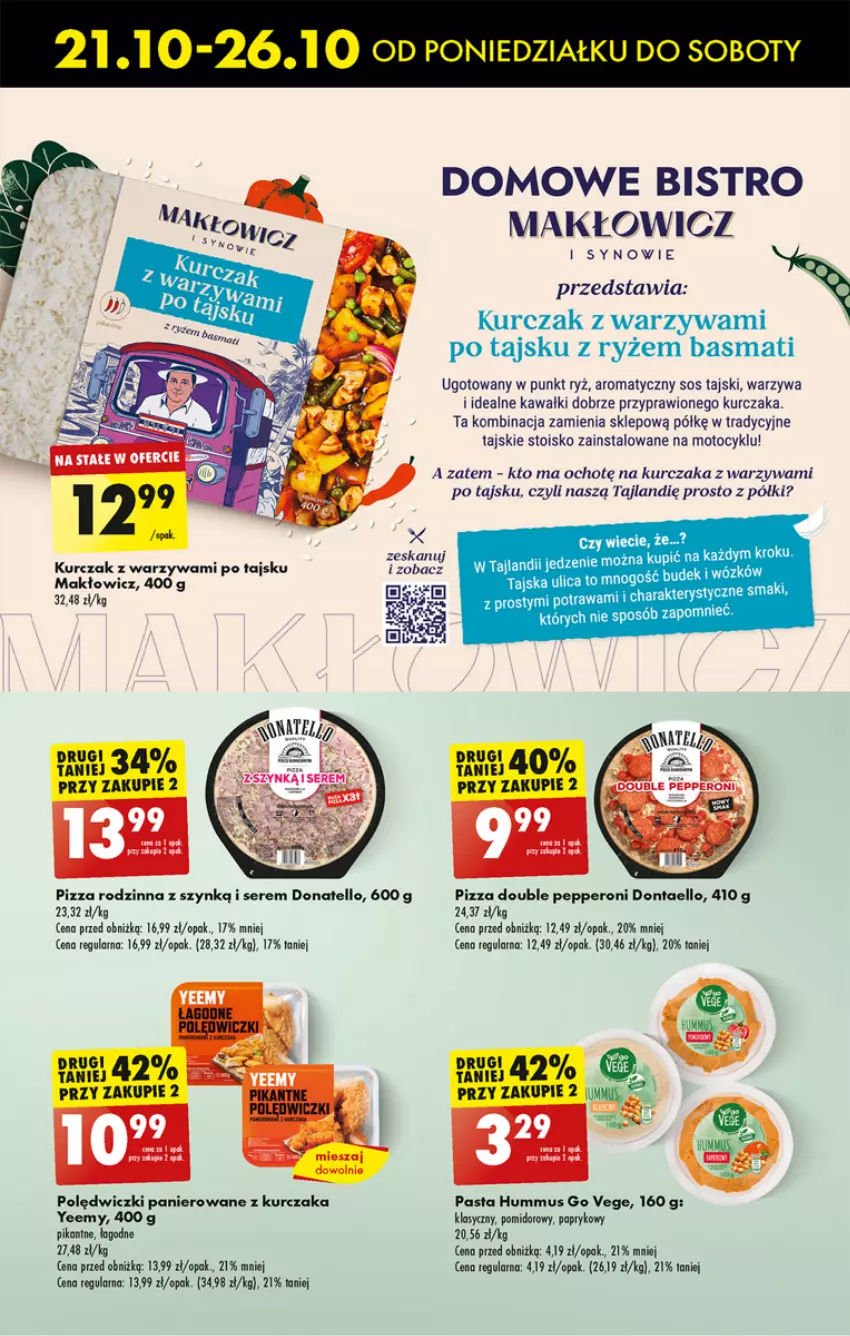 Gazetka promocyjna Biedronka - Od Poniedziałku - ważna 21.10 do 26.10.2024 - strona 43 - produkty: Hummus, Kawa, Kurczak, Mus, Pizza, Polędwiczki panierowane, Ryż, Ser, Sos, Sos tajski, Warzywa