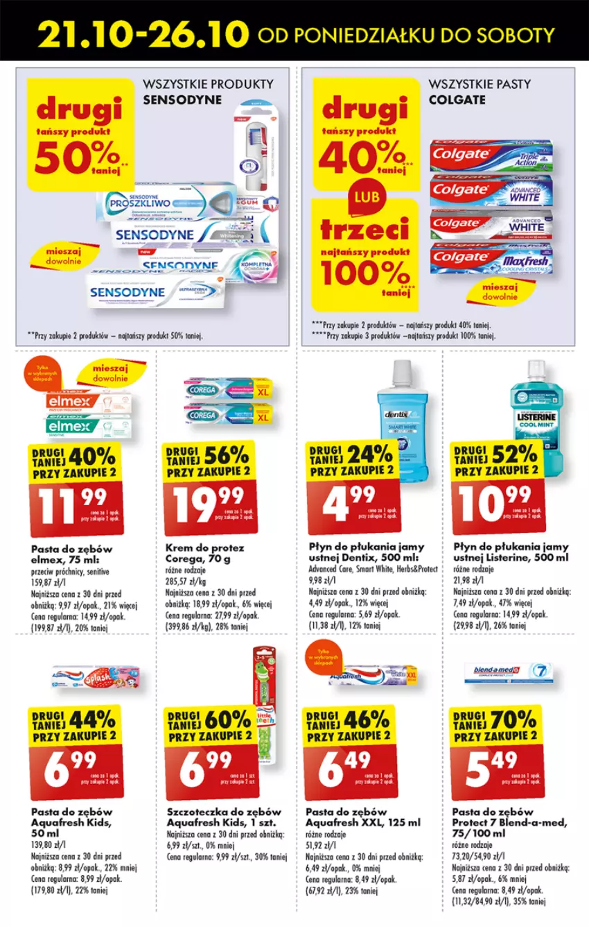 Gazetka promocyjna Biedronka - Od Poniedziałku - ważna 21.10 do 26.10.2024 - strona 57 - produkty: Aquafresh, Blend-a-Med, Colgate, Corega, Elmex, LG, Listerine, Pasta do zębów, Płyn do płukania, Płyn do płukania jamy ustnej, Por, Sensodyne, Szczoteczka, Szczoteczka do zębów