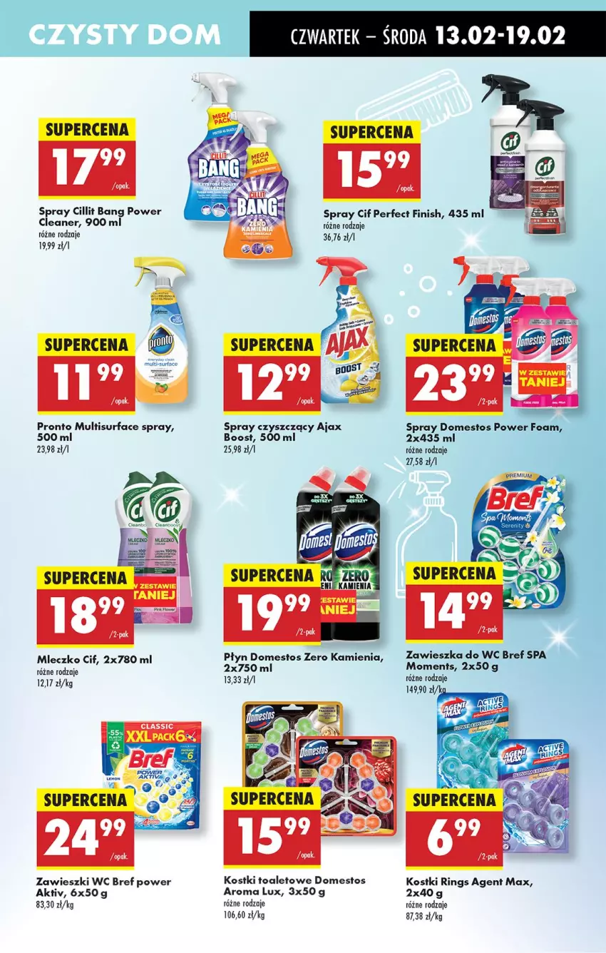 Gazetka promocyjna Biedronka - Od Czwartku - ważna 13.02 do 19.02.2025 - strona 65 - produkty: Ajax, Bref, Cif, Cillit Bang, Domestos, Fa, Finish, Mleczko, Moments, Pronto, Surf, Zawieszka do wc, Zawieszki