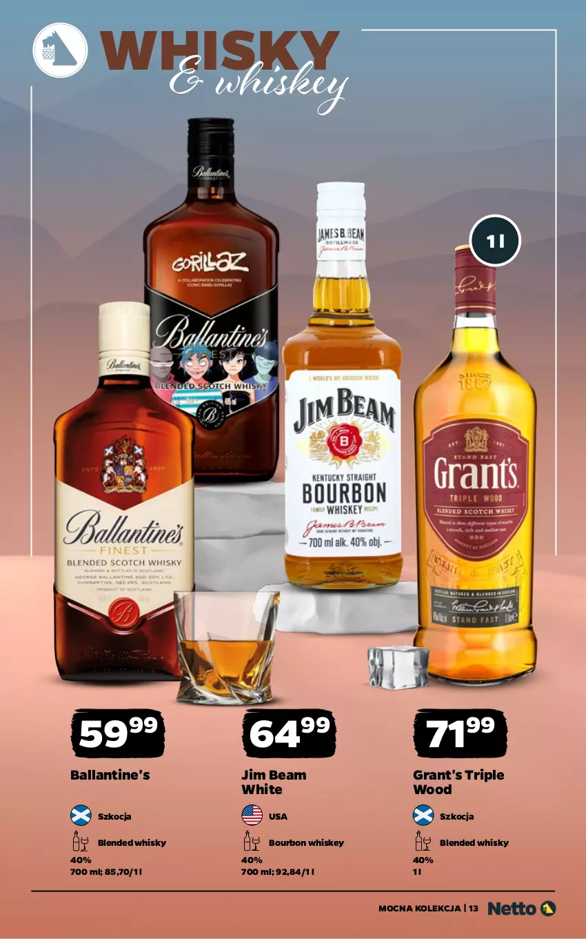 Gazetka promocyjna Netto - Alkohole - Mocne - ważna 02.03 do 14.03.2026 - strona 13 - produkty: Ballantine's, Bourbon, Gra, Grant's, Jim Beam, Koc, Whiskey, Whisky